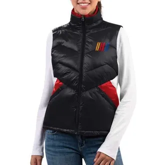 G-III 4Her by Carl Banks Womens G-III 4Her by Carl Banks Black NASCAR Merchandise Versatile Full-Zip Puffer Vest at Nordstrom, Size X-Large