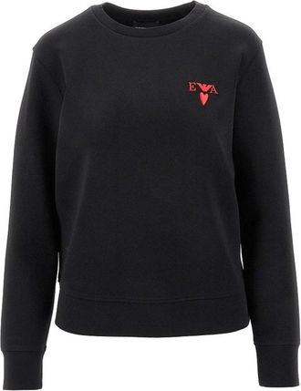 Emporio Armani Zwarte Logo Sweater Lange Mouw - Dames - Sweatshirts - Zwart - XS - Katoen - Hoodies & sweatvesten