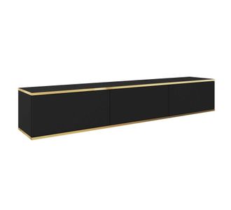 AKL FURNITURE Mueble para TV efecto madera Negro y Dorado