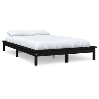 Berkfield Home Bed Frame Black 150x200 cm King Size Solid Wood Pine
