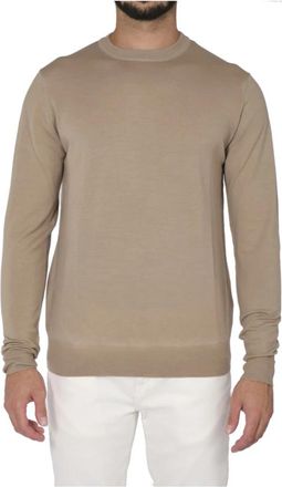 L.B.M. 1911 Beige Herentrui met Gewen Effect - Heren - Ronde hals truien - Beige - XL - Wol - Truien & Vesten