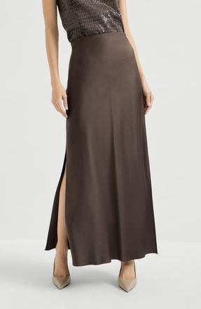 Brunello Cucinelli Fluid Bias-Cut skirt in Cocoa at Nordstrom, Size 48 It