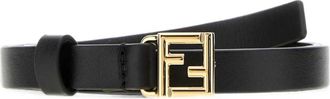 Fendi Black Solid Logo Belt