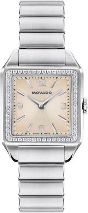 Movado The Heritage 1917 Lab Grown Diamond Bezel Bracelet Watch, 25mm x 34mm in Silver/Gold at Nordstrom