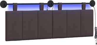 vidaXL Cabecero Colgante Con Luz Led Marr&oacute;n Oscuro Tela Vidaxl