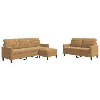 vidaXL Vidaxl - Set di Divani 3 pz con Cuscini Marrone in Velluto
