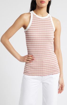 Loveappella Stripe Racerback Tank in Blush at Nordstrom, Size X-Large