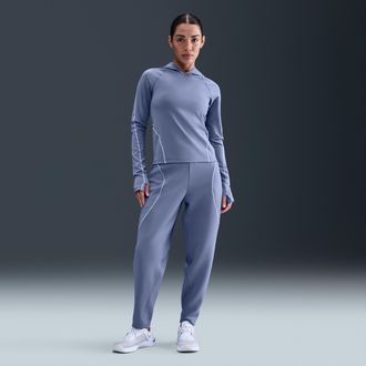 Nike Womens Universa Dri-FIT Mid-Rise Loose 7/8 Pants in Blue | HV3585-499