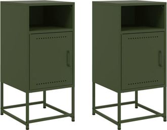 vidaXL Bedside Cabinets 2 pcs Olive Green 36x39x78 cm Steel Vidaxl