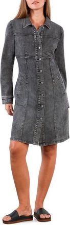 Wash Lab Denim I Love Denim Long Sleeve Dress in Soft Grey at Nordstrom, Size X-Large
