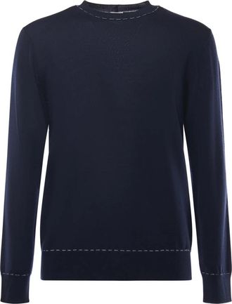 Eleventy Ronde hals knitwear - Heren - Ronde hals truien - Blauw - 2XL - Wol - Truien & Vesten