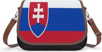 Generic Slovakia Flags of Countries Womens Leather Crossbody Bags with Adjustable Strap Casual Printed Shoulder Handbag