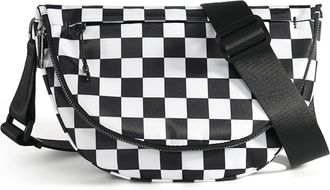 Generic Checkered Crossbody Bags for Women and Girls, Durable Strap Roomy Versatile Mom-Friendly Diaper Bag Bum Handbag with Multiple Pockets (Black White Che