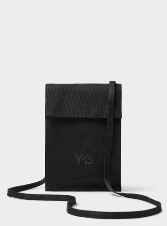 Yohji Yamamoto Mens Tone-on-tone logo crossbody clutch bag