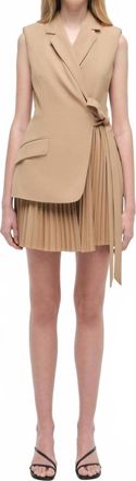 SIMKHAI Eman Pleated Mini Dress In Camel