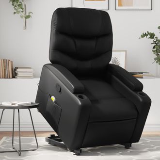 vidaXL Vidaxl - Sill&oacute;n Reclinable De Masaje De Pie Cuero Artificial Negro