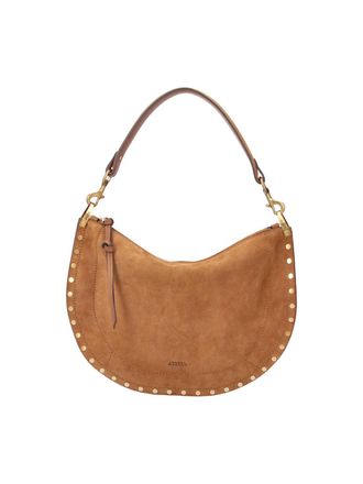 Isabel Marant Crescent-Shaped Gold Studs Suede Shoulder Bag