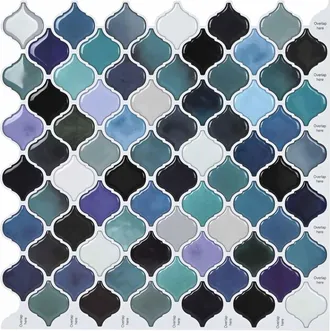 vidaXL Vidaxl Piastrella Lanturn 50 Pz Blu Verde 27 X 27 Cm Poliuretano E Pet