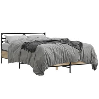 Berkfield Home Bed Frame without Mattress Sonoma Oak 140x190 cm in Light Tan