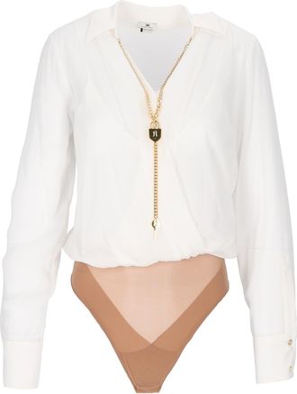 Elisabetta Franchi Long Sleeve Gold Chain Bodysuit
