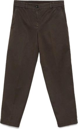 Seventy Bruine Elastische Taillebroek - Dames - Straight fit broeken - Bruin - XL - Broeken