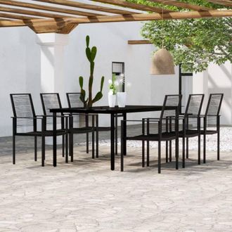 vidaXL Juego De Comedor De Jard&iacute;n 7 Piezas Negro Vidaxl