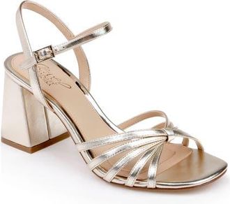 Badgley Mischka Patience Ankle Strap Sandal in Light Gold Leather at Nordstrom, Size 9.5