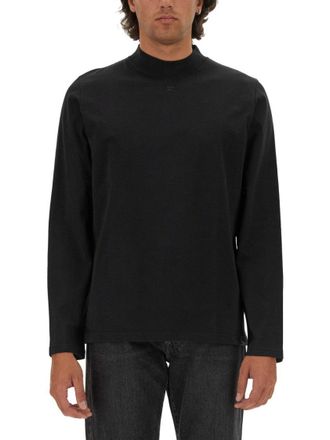 Courr&egrave;ges Black T-Shirt With Subtle Logo
