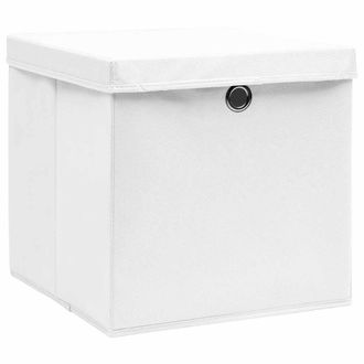 vidaXL Cajas De Almacenaje Con Tapas 10 Uds Blanco 28x28x28 Cm Vidaxl