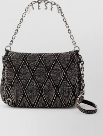 Diesel charm d medium denim clutch bag