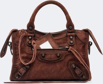 Balenciaga Le City Mini suede top-handle bag