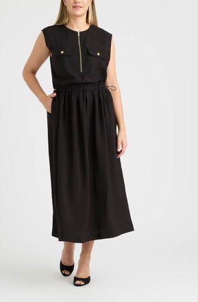 Ellen Tracy Womens Color Block Zip Front Dress