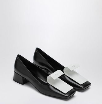 Prada Womens Black And White Leather Decollete - Size EU 40