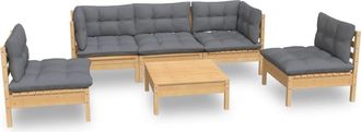 vidaXL Juego De Muebles De Jard&iacute;n 6 Pzas Y Cojines Madera Maciza Pino Vidaxl