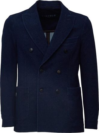 Circolo 1901 Doppiopetto Punta lancia Due tasche a toppa Mezza fodera - Heren - Business blazers - Blauw - 2XL - Kostuums