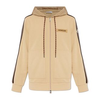 Moncler Zip-throughs, male, Beige, Size: 2XL Sweatshirt with logo patch