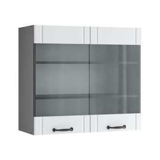 Vicco Armario de cocina con vidrio Fame-Line, Blanco casa de campo, 80 cm