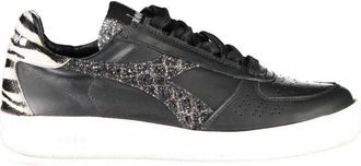 Diadora Zwarte Leren Dames Sneaker - Dames - Sneakers - Zwart - 35 1/2 EU - Katoen - Schoenen