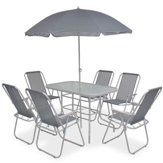 Berkfield Home 8 Piece Outdoor Dining Set Steel & Textilene Grey