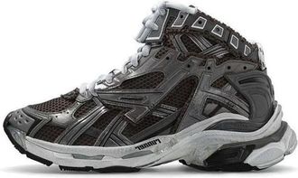 Balenciaga Runner High Top Sneakers Grey Nylon Suede-Like Fabric 695764W3RH31891