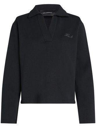 Karl Lagerfeld logo-print V-neck sweatshirt - Black