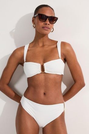 Karen Millen Bikini Bottoms With Gold Trim in White at Nordstrom, Size X-Small