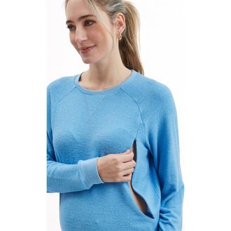 Nom Maternity Heart On My Sleeve Maternity & Nursing Sweatshirt in Bluebell at Nordstrom, Size X-Small