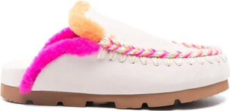 Mou Gevlochten muiltjes met afwerking van bont - Beige