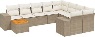 vidaXL Juego De Sof&aacute;s Jard&iacute;n Con Cojines Beige 10 Pzas Rat&aacute;n Sint&eacute;tico Vidaxl