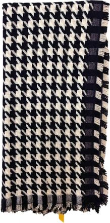 Jane Carr Womens Houndstooth Pattern Scarf In Mariner