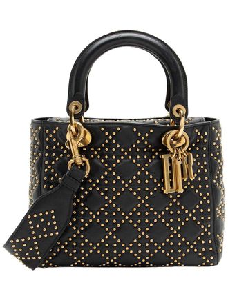 Dior Black Lambskin Studded Lady Medium Tote (Authentic Pre-Loved)