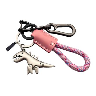 Generic Weseecase Keychain, 2025 New Aluminum Alloy Dinosaur Charm Paired with a Hand-Woven Bracelet, Metal Mini Dinosaur Keychain, Suede Leather Bracelet (Pi