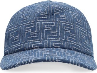 Fendi Mens Baseball Cap Denim Blue Cotton Hat