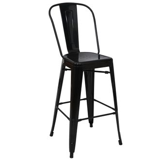 Hhg Nunca Usado] Taburete De Bar Hhg 866, Taburete De Bar Taburete De Mostrador Con Respaldo, Metal Dise&ntilde;o Industrial, Negro